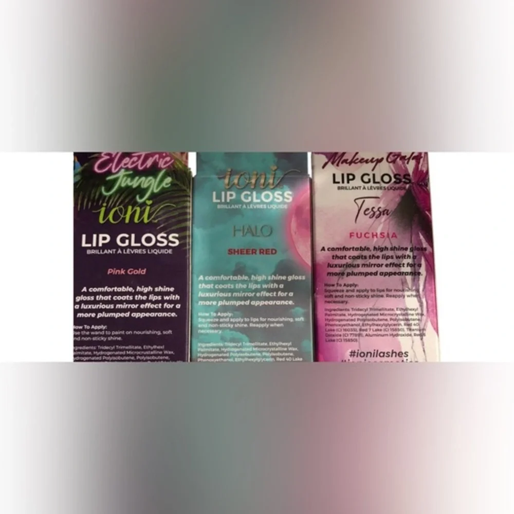 3pk moisturizing non sticky high shine lip‎ gloss pink gold sheer red, Fuchsia